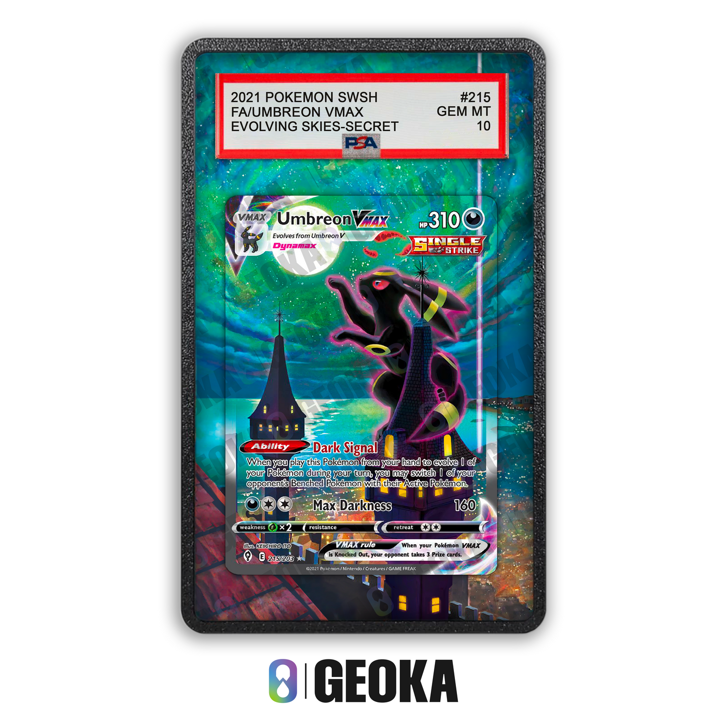 Umbreon VMAX 215/203 - Teca con artwork esteso per carte gradate