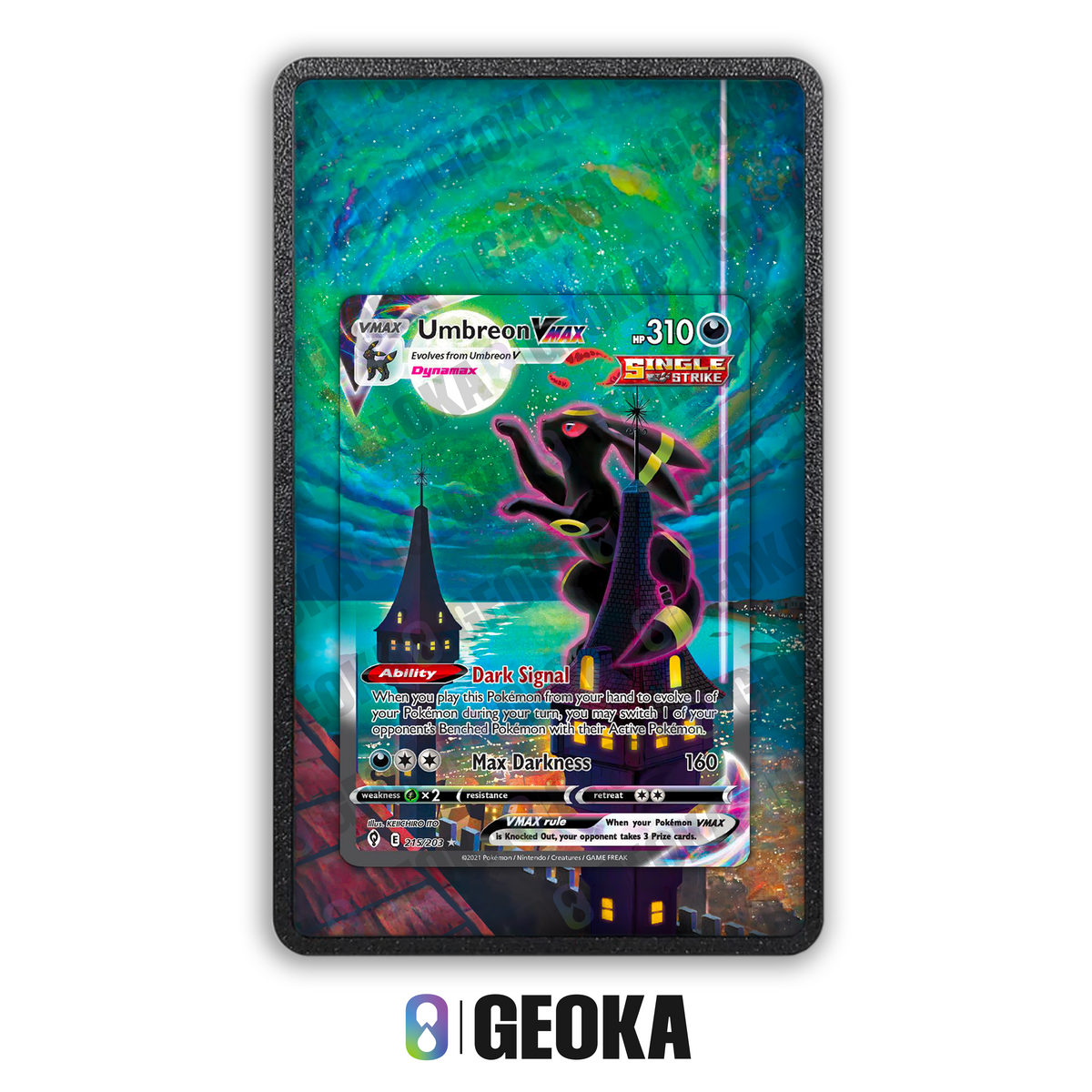 Umbreon VMAX 215/203 - Teca con artwork esteso per carte gradate
