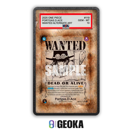 Portgas D. Ace OP13-119 Wanted - Teca con artwork esteso per carte gradate